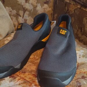 Caterpillar Black and Dark Gray Slip-On Shoes